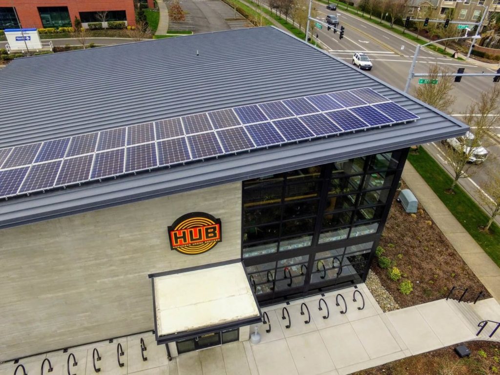 hub brewing powered by solar roof panels