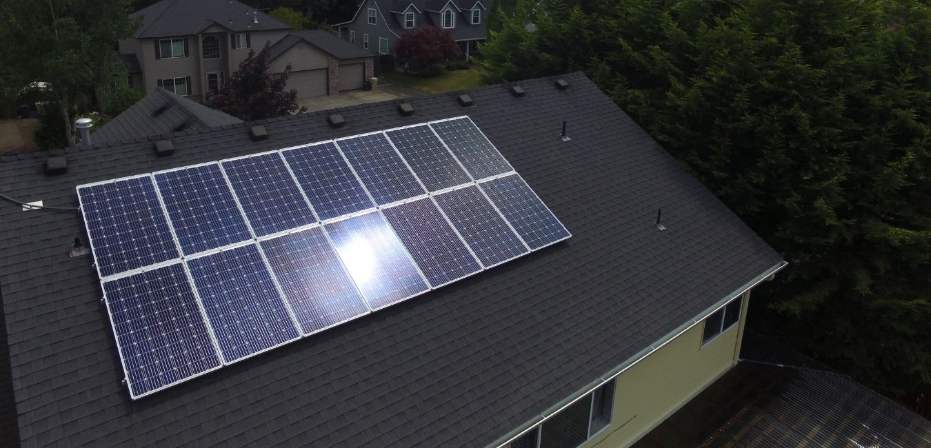 flipped above salem solar panels on a home