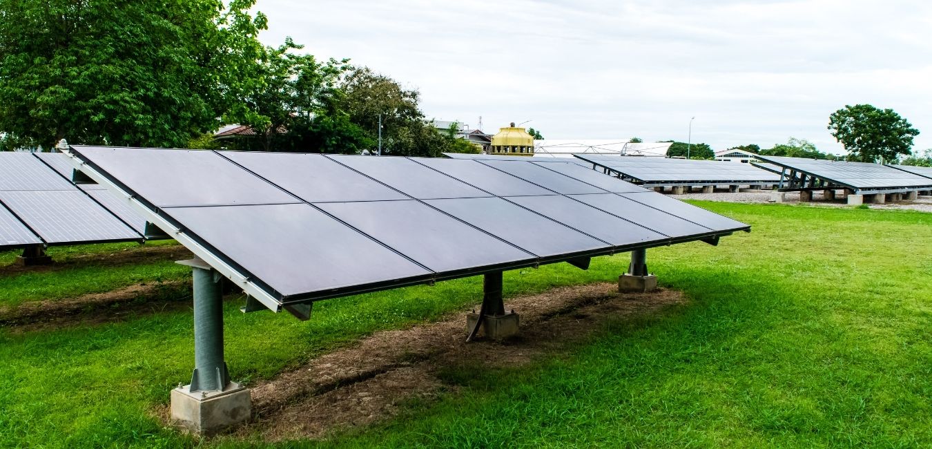 solar panel system angled at 46 degrees pointing south