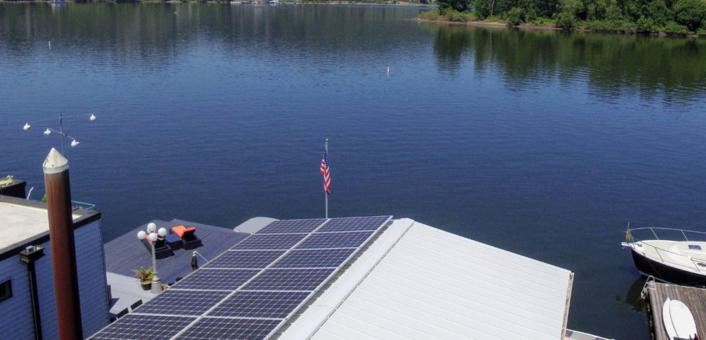 solar panels along the portland waterfront