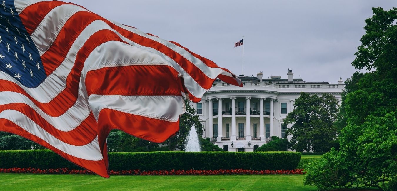 flag in front of biden white house