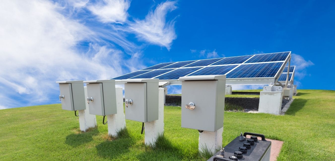 Smart solar energy system against sunny sky