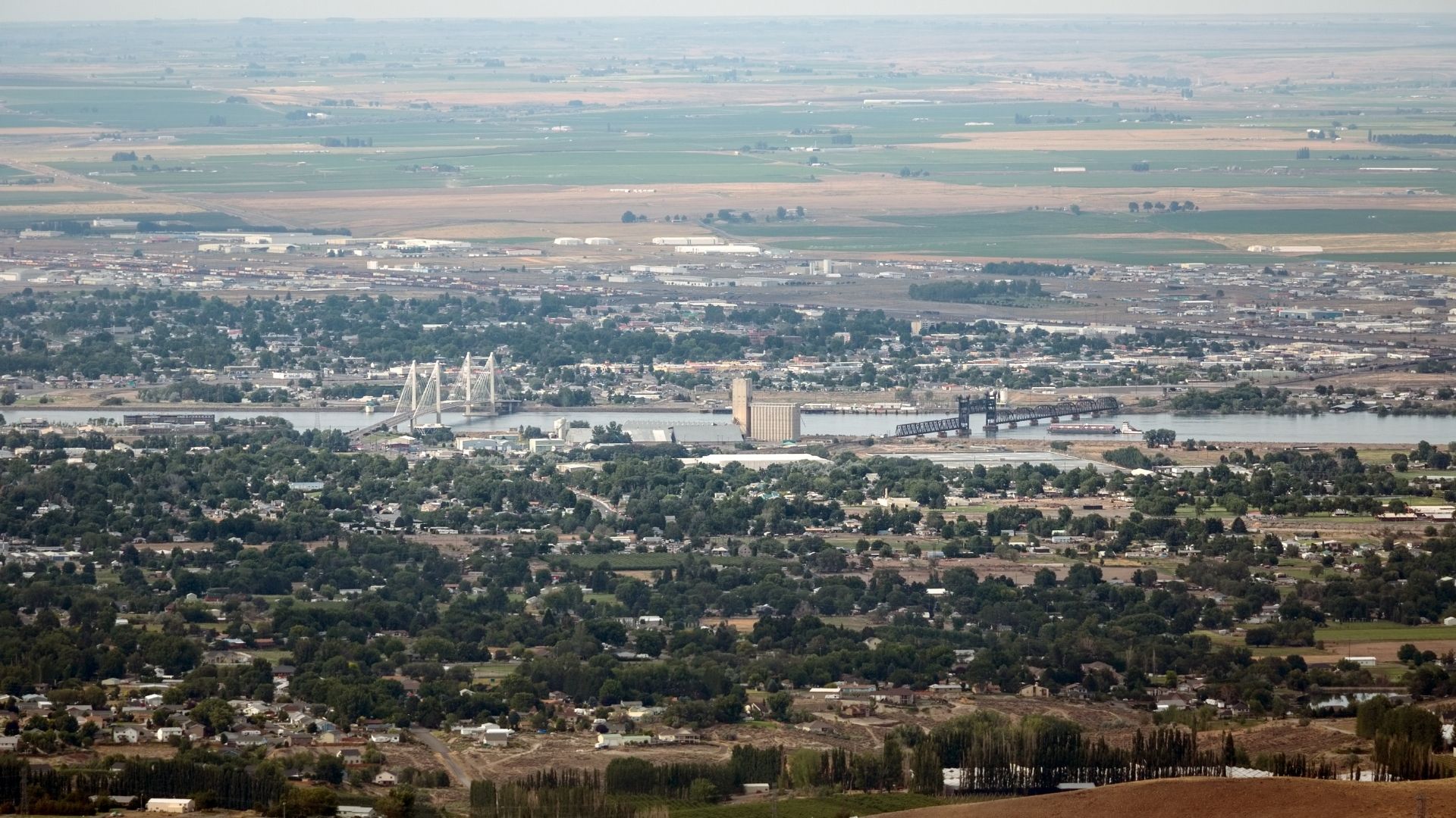 Kennewick and Pasco, Washington State, Aerial View